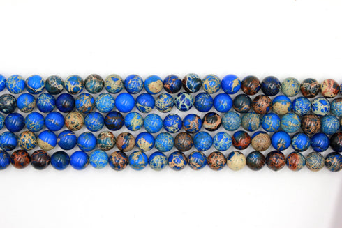 Dark Blue Impression Jasper Gemstone Beads, 8mm, Round